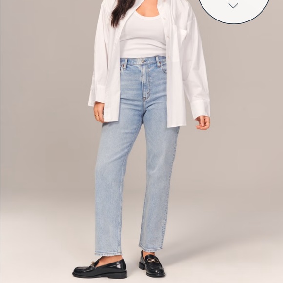 Abercrombie & Fitch Curve Love Ankle Straight Ultra High Rise Jeans Light Wash - Picture 1 of 12